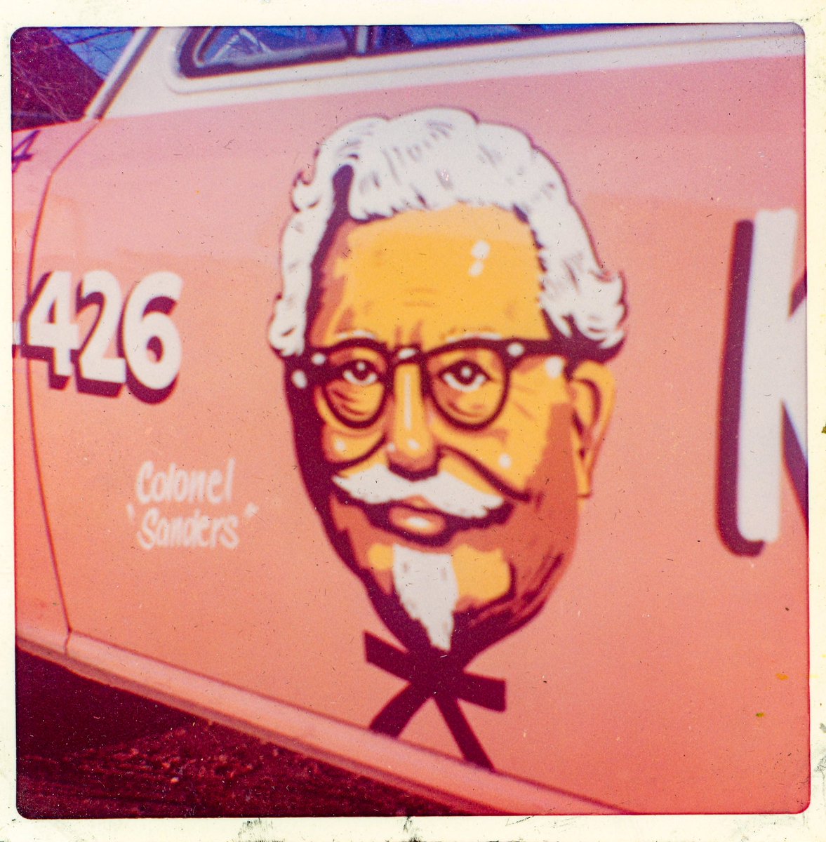 Oliver_Signs's tweet photo. Kentucky Fried Chicken (@kfc) catering vehicles lettered by Larry Oliver back in the 1970s. These vehicles would deliver take out orders in and around the town of Essex, Ontario. #KFC #catering #vehilcewraps #delivery #marketing https://t.co/NEhHzHLDZC