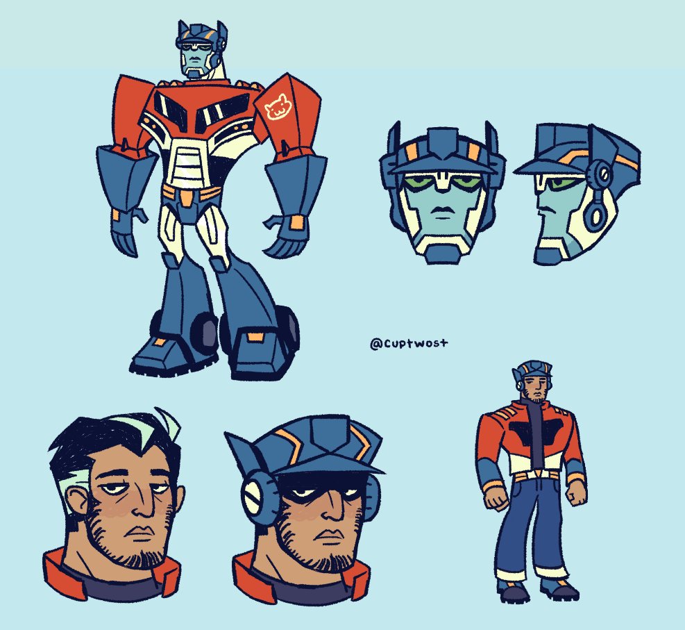 cupTWOst's tweet photo. finally! optimus prime joins the crew! here are my transformers animated humanformers designs!! #TransformersAnimated #Transformers https://t.co/TwNUz4S6FK
