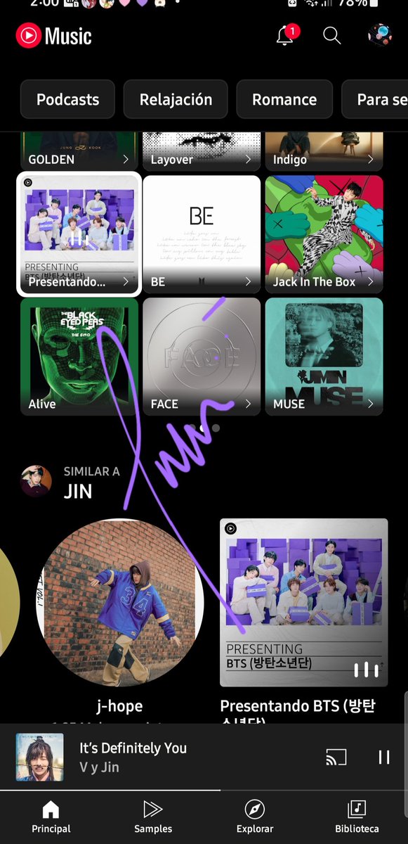Tani_gm9's tweet photo. @youtubebtsmex Yo ando en la playlist oficial de los chicos 💜😊
#MexicoVsBrasil https://t.co/4yitql4g4m