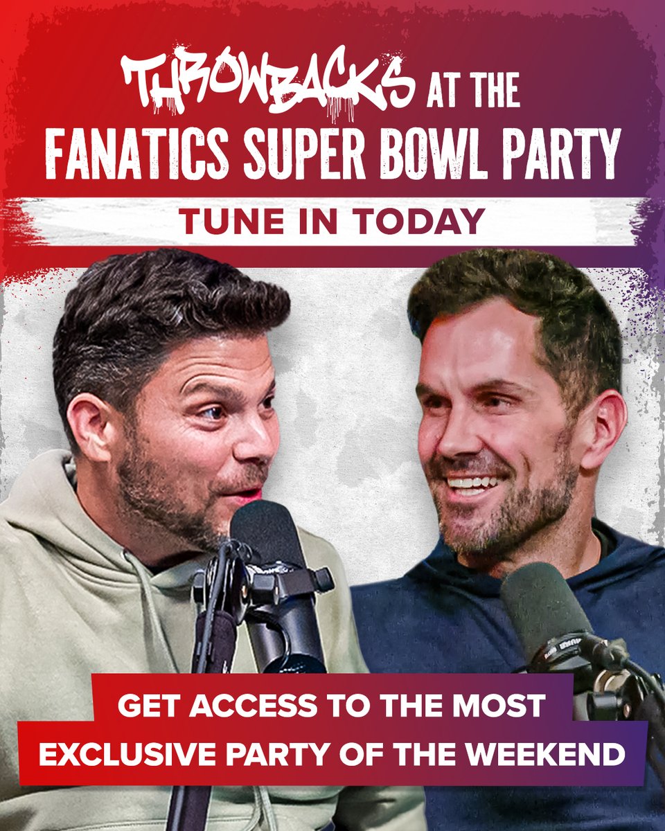 .<a href="/ThrowbacksShow/">Throwbacks</a> IS LIVE NOW FROM THE <a href="/Fanatics/">Fanatics</a> RED CARPET AT #SuperBowlLIX! Join <a href="/MattLeinartQB/">Matt Leinart</a> &amp; @JerryFerrara as the guys talk to all your favorite players, celebrities &amp; entertainers! #SuperBowl

x.com/i/broadcasts/1…