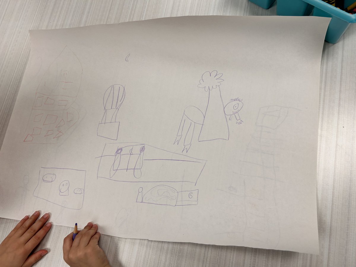 In Kinder. Library Class this week, we read a classic, Harold &amp; the Purple Crayon. After reading the story, students worked together to retell the story by drawing all of the things that Harold drew with his crayon. <a href="/D45Westmore/">Westmore School</a> #SchoolLibrarian #WestmoreWildcats #WestmoreReads