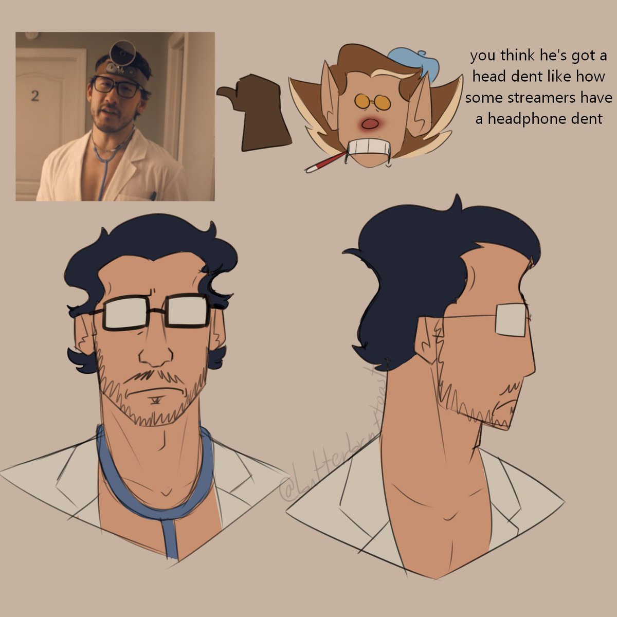 got the flu so i drew that horndog doctor to make me feel better 😉