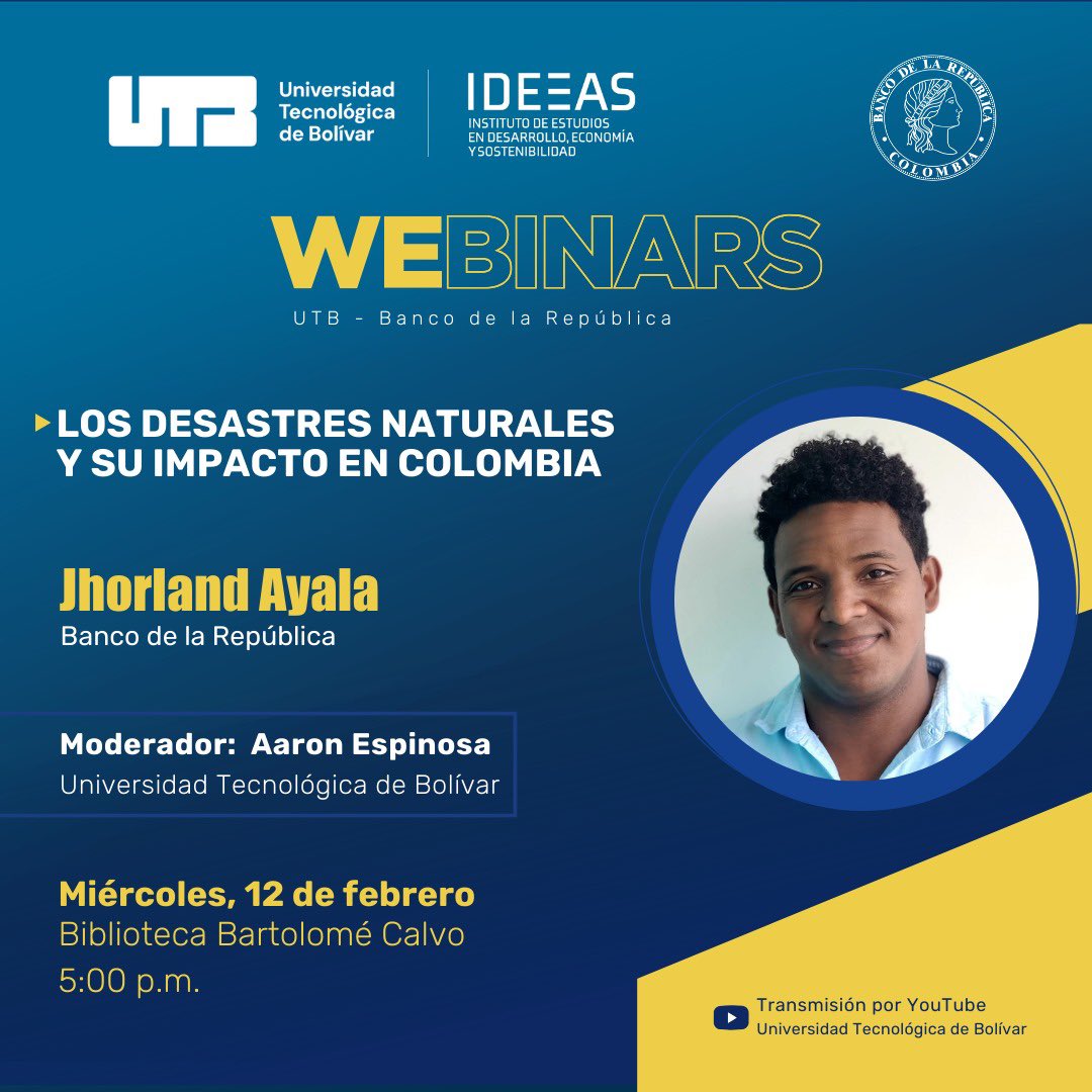 Este miércoles 12 de febrero a las 5:00 PM regresan los webinar <a href="/utboficial/">UTB Oficial</a> <a href="/Banrepcultural/">Banrepcultural</a> con <a href="/JhorlandAyala/">Jhorland</a> Presencial en la biblioteca Bartolomé Calvo <a href="/Banrepcultural/">Banrepcultural</a> y Trasmisión por YouTube 👉🏾 youtube.com/live/DfFnePtcY…