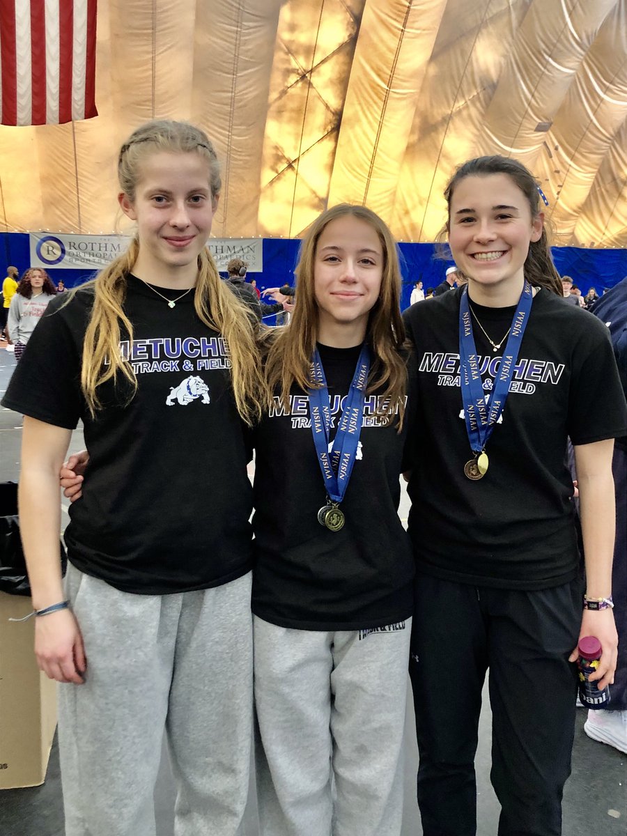 So proud of Metuchen’s 1600 runners going 1,2,3 at the State Sectionals!  Way to go Gianna Hernandez 1st place Sectional Champ, Ella Andersen 2nd, &amp; Sally Kelton 3rd. This was their 1st race of the day!