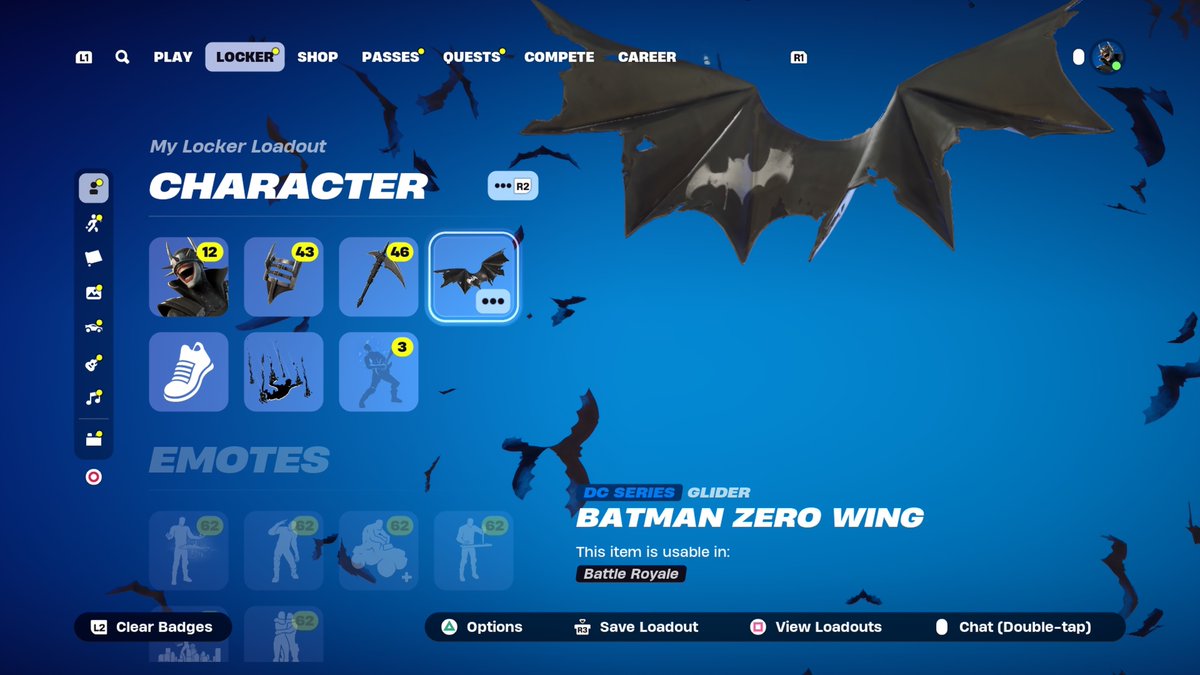 Leon_1588's tweet photo. Thank you @ItsChoup for my DC win๐
I freaking love this glider with the bats spawning ๐ฆ
#chouplegit ๐ #Fortnite #Batman #ZeroPoint #JusticeForGotham https://t.co/UvaveToM5l