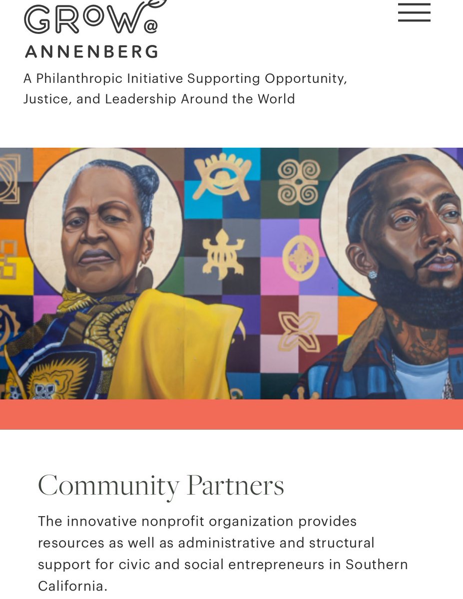 PplsCityCouncil's tweet image. Oh the Annenberg Foundation that collected money for the FireAidLA concert is going to be the one paying Soboroff? Who could’ve seen this coming @NOlympicsLA??? 

Here’s a link to the “GrowAnnenberg” page citing Community Partners: growannenberg.org/grants/8321/co…