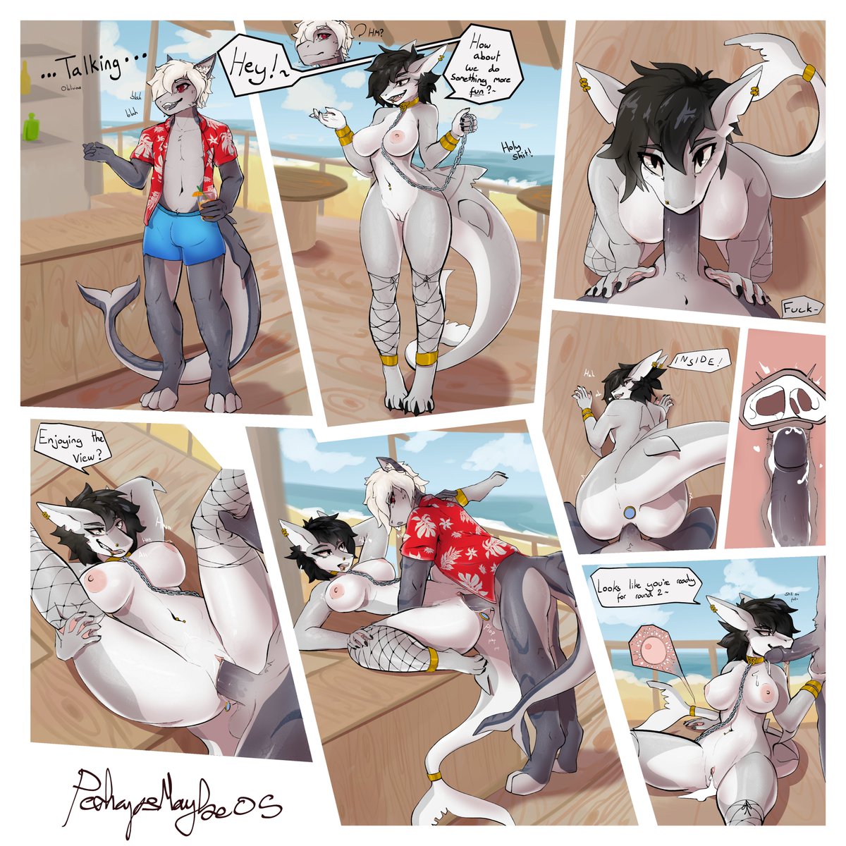 Resort encounter 🦈

Mini-comic I've been working on for a while. 
Been super busy with uni stuff, but I've got more stuff in the works :]

Jam belongs to me
Sarx belongs to <a href="/Sarx2222/">SrxSrk</a>