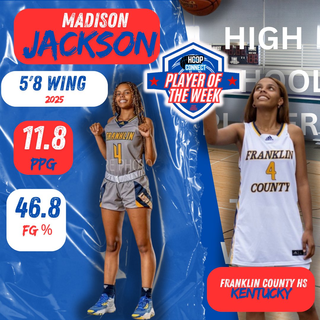 Hoop Connect (@hoop_connect) on Twitter photo Player of the Week
<a href="/MadisonJac56434/">Madison Jackson</a>
5'8" Wing Madison Jackson (Franklin County HS, 2025) has been a force this season! Shooting 46.8% FG, locking down 2-4 positions on defense, & earning 2A State MVP honors. A true utility player getting it done!
🔗 Read more: Player of the Week
<a href="/MadisonJac56434/">Madison Jackson</a>
5'8" Wing Madison Jackson (Franklin County HS, 2025) has been a force this season! Shooting 46.8% FG, locking down 2-4 positions on defense, & earning 2A State MVP honors. A true utility player getting it done!
🔗 Read more:
