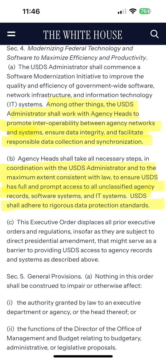 whybother1516's tweet photo. 🇺🇸Not unauthorized
 👉🏼issued through executive order 
🇺🇸 Not Unlawful
👉🏼they are taking all “necessary steps, in coordination with the USDS Administrator and to the maximum extent consistent with law, to ensure USDS has full and prompt access to all unclassified agency records, software systems, and IT systems. USDS shall adhere to rigorous data protection standards”
🇺🇸Not  unprecedented
 👉🏼 USDS has been doing the same thing that DOGE has been tasked with under un-elected, non-congress approved officials since 2014 under the OBiden administrations

DOGE https://t.co/56PtXmXJqc
USDS https://t.co/Wkcurw5xx8
TRANSPARENCY FROM THE START 
https://t.co/OuYPpnNA6U