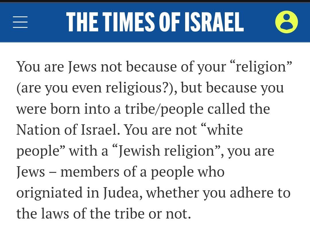 <a href="/elonmusk/">Elon Musk</a> <a href="/permabulla/">🤍permabulla🤍</a> <a href="/BillKristol/">Bill Kristol</a> "White" = racially European

Jews are not White; more than half their genetic makeup comes from the Middle East, and they've been a cultural "other" as long as they've been in Europe

If your friend Bibi is White, why is he claiming to be indigenous to Palestine?