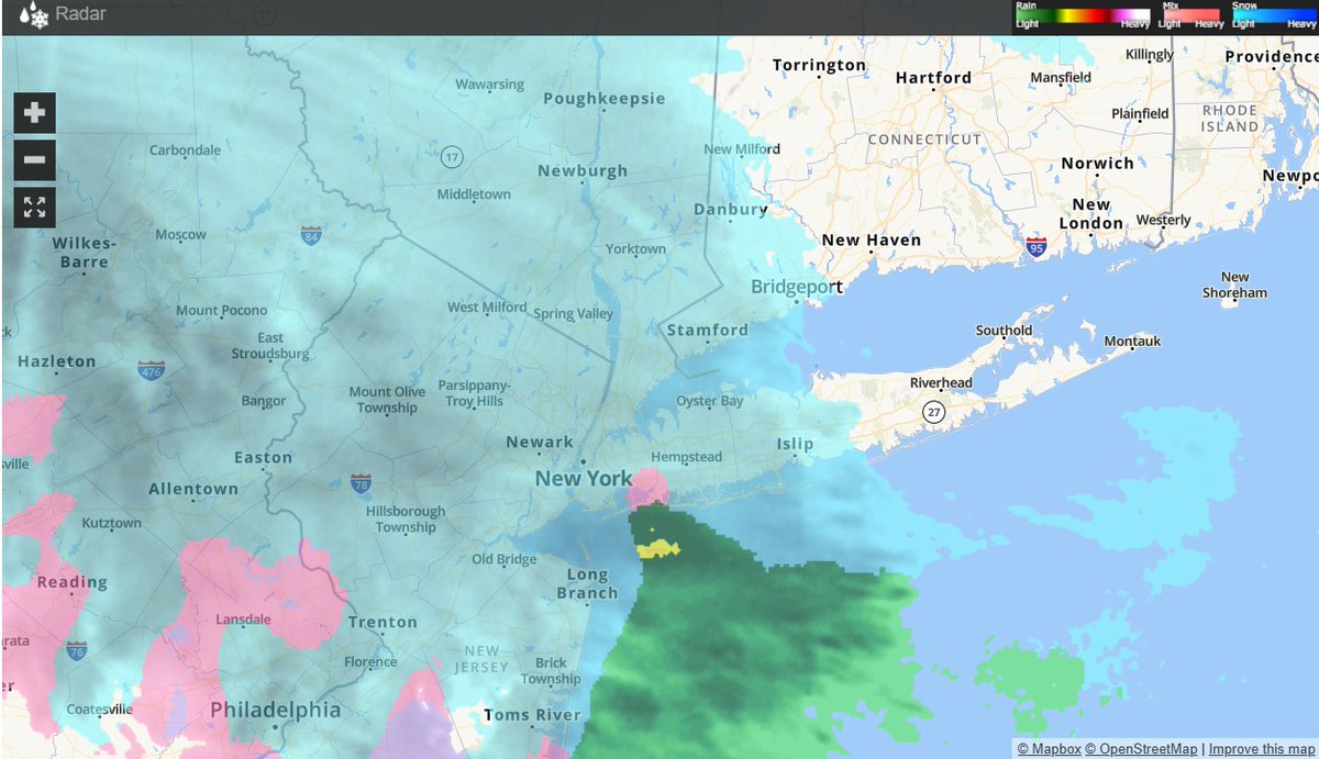 ...and that is how dynamic cooling works when the air is cold and dry enough at the start of an event. 
Now 31.9/28 but changed to light to mod snow and sticking to colder surfaces.
Lets see for how long with a S/SE wind.
Notice the 1 hr difference on radar.
