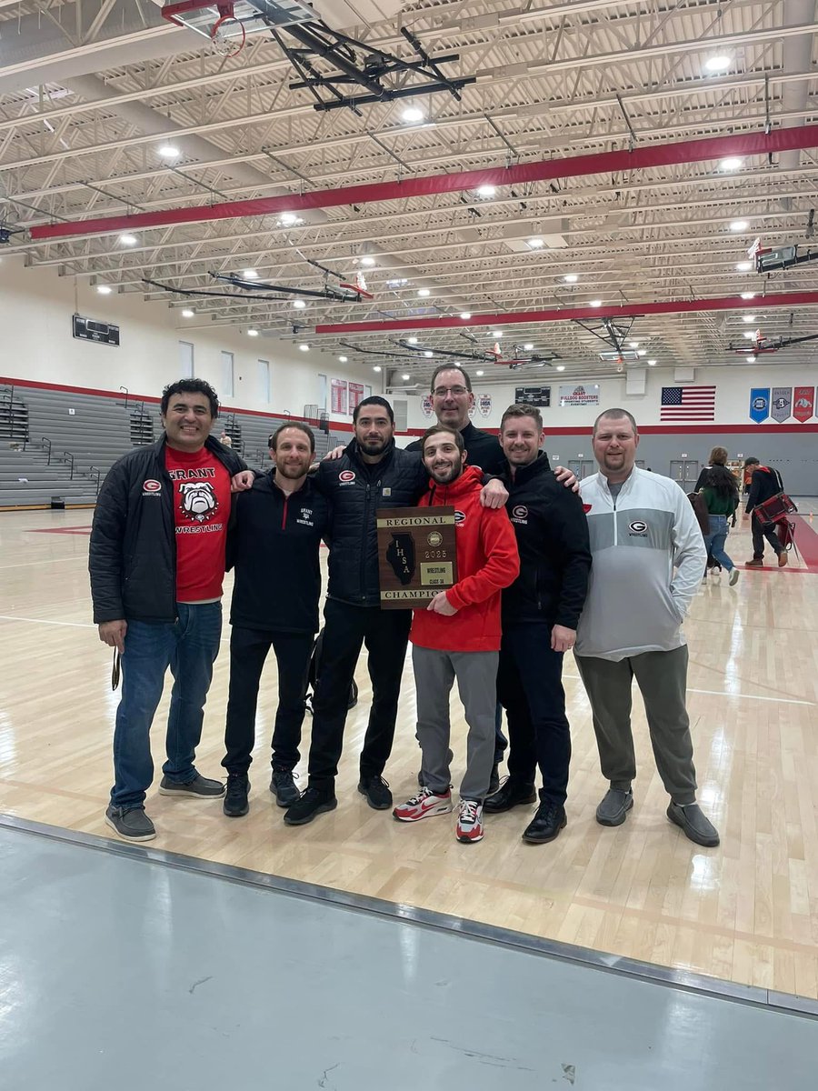 Grantwrestling1's tweet photo. The Grant Bulldogs are back on top. Regional Champs and not going anywhere anytime soon.

Very proud of this group of kids, and incredibly thankful for insanely dedicated coaches.

#FoxLakeTough https://t.co/G6s2xDMoXQ