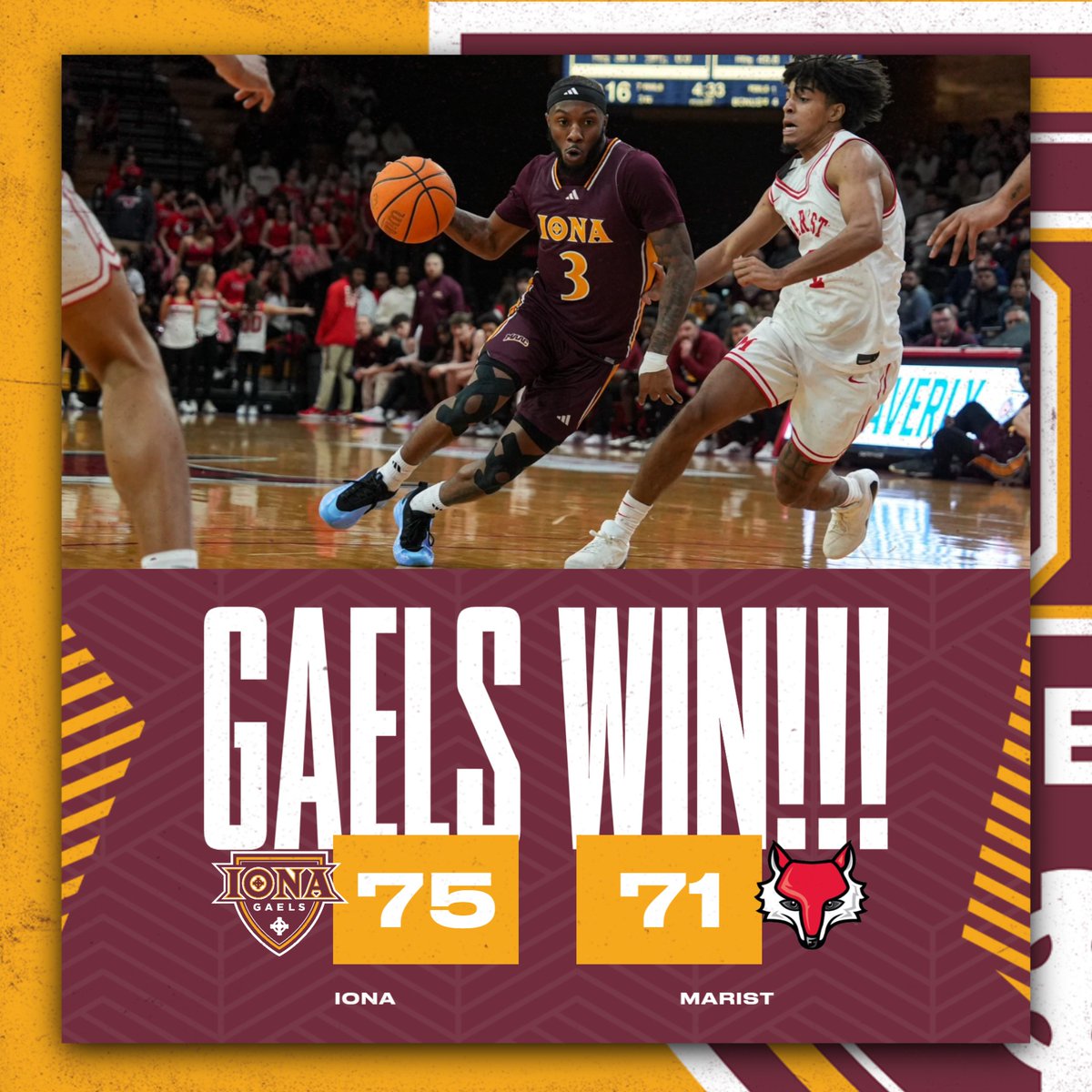 #GAELSWIN!!! #Iona 75, #Marist 71

#GaelNation #MAACHoops
