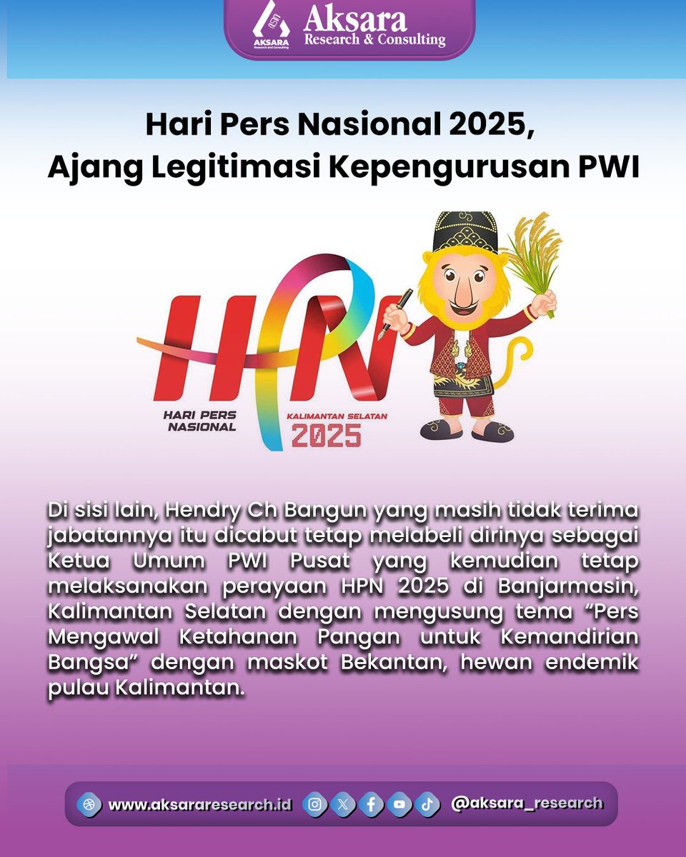 aksara_research's tweet photo. [Nalar Bangsa: Benang Kusut Di Balik Hari Pers Nasional 2025]

Halo, Kawan Asa! 
Selamat Hari Pers Nasional 2025, denger-denger isunya digelar di dua lokasi. Min Aksa  bingung juga, kok bisa ya? 🤔
#aksararesearchandconsulting
#YourPartnerforStrategicPlans
#PWI
#HPN2025 https://t.co/grdp0zWcMJ