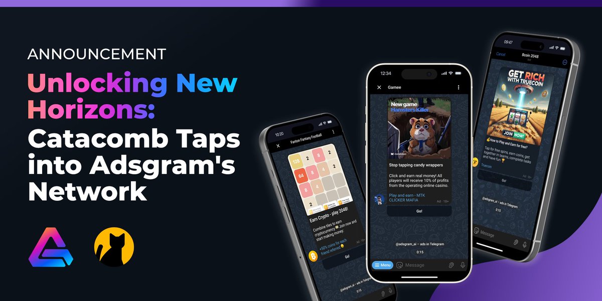 catacombTON's tweet photo. 🚨 Exciting News!

We’re thrilled to announce that we’ll be leveraging @Adsgram_ai as both a Publisher and Advertiser! Monetizing our app helps us grow #Catacomb and continue providing you with the best experience possible.

Starting today, players who run out of tickets can watch an ad to receive 10 extra tickets! 🎟️ This is just the beginning — we’ll be expanding this feature in the coming weeks.

🔥 Have you made it to the leaderboard yet?
The current season ends on February 14 23:59 UTC, so roll up your sleeves and rack up that XP! Grab your share of the massive 1000 $USDT prize pool 🎯💰

👉 Play now: https://t.co/q1NX6dZ99n

Stay tuned — we have big things in the pipeline over the coming months! 🚀

#CATA $CATA #TON $TON