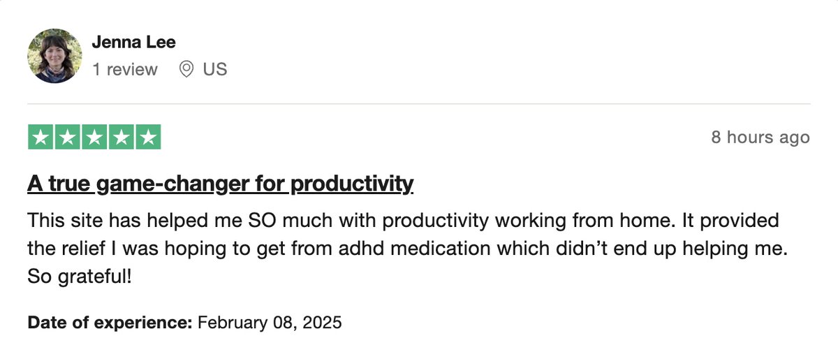Boom.

<a href="/focusmate/">Focusmate</a> has hit 100 <a href="/Trustpilot/">Trustpilot</a> reviews, with this beauty coming in earlier today 🔥

Thanks to all of you who have contributed to this amazing community and helped spread the good word!