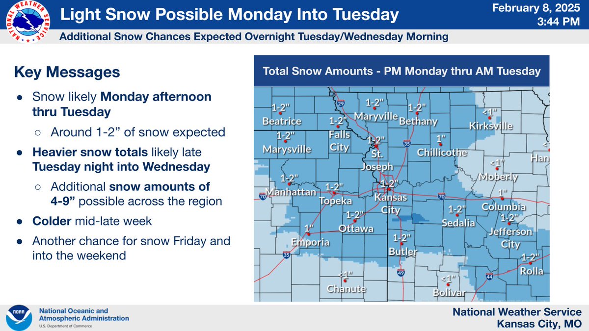 Snow returns on Monday afternoon. Up to 2 inches of snow is possible through Tuesday morning. 

Another snow storm is expected Wednesday morning, with higher snow accumulations likely. Highs on Wednesday and Thursday are unlikely to peak above freezing.