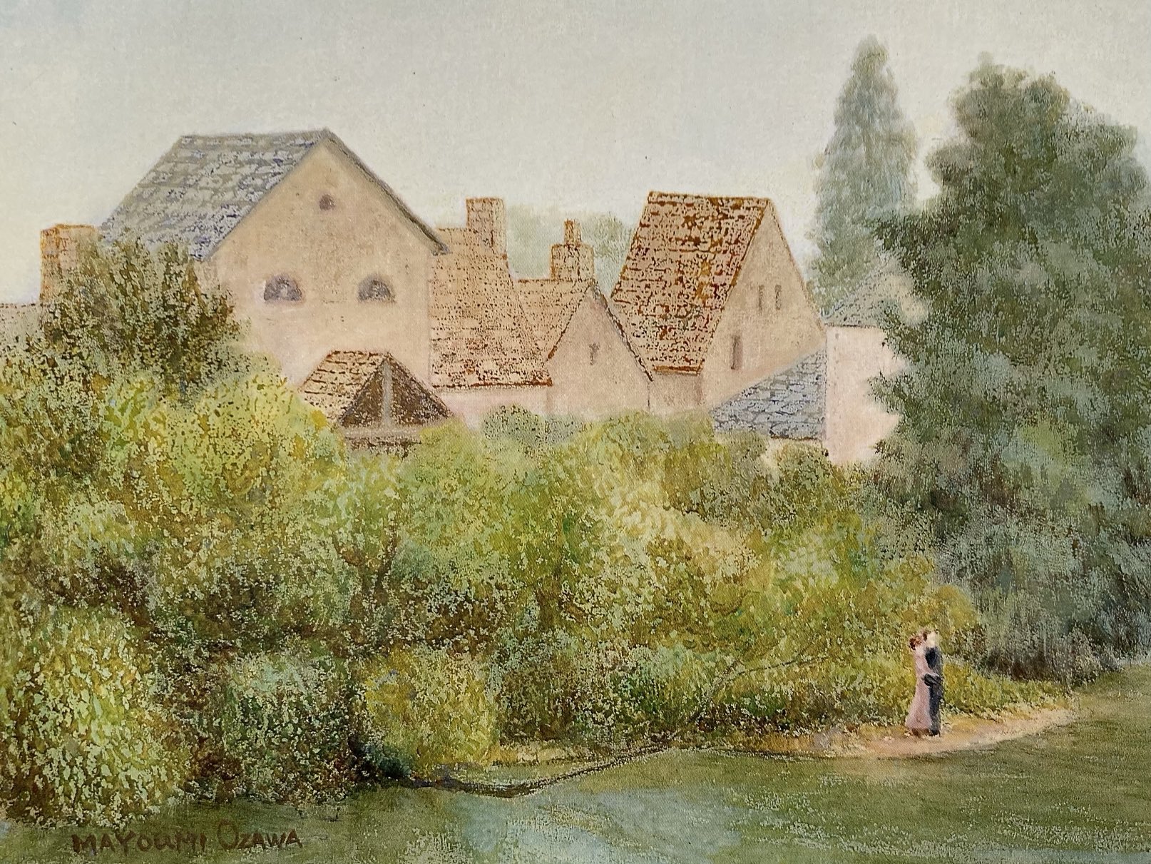 油絵　フランスの古民家 フランスアンティーク 油絵画 (油彩画）風景.9 | Antiques Knock