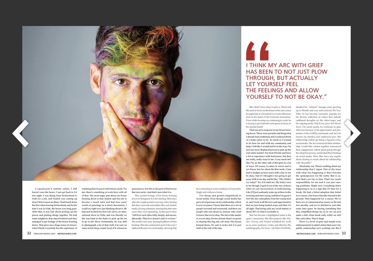 TheMaxisms's tweet image. Talking about fires, breakups and vulnerability with @MetrosourceMag 

metrosource.com/for-this-holly…