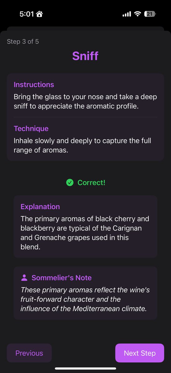 told claude i’ve never opened xcode and a few hours later i’m using the Perplexity API to generate guided tasting lessons for any wine 🤯
