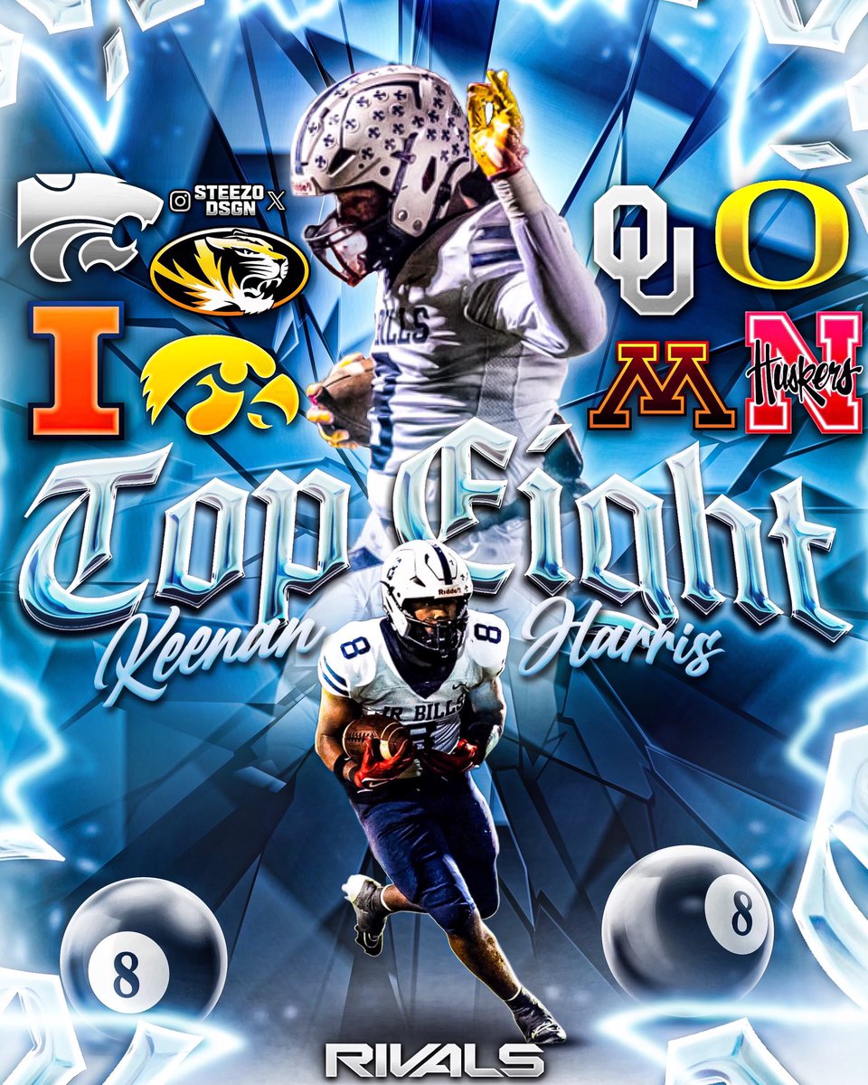 KeenanHarris's tweet image. Blessed to have so many great schools recruiting me these past few years. My recruitment is STILL open, but this spring I will be focusing on these 8 schools. Thank you to everyone who has spent time building a relationship with me.