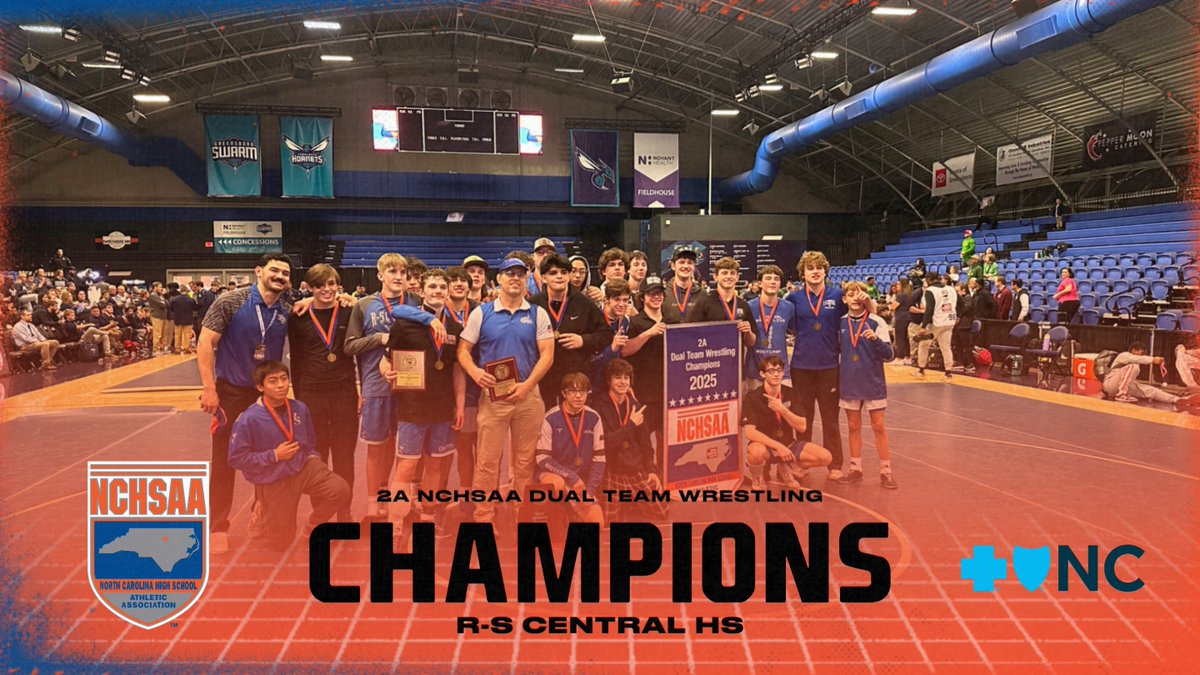 R-S Central wins the 2025 2A Dual Team Wrestling State Championships! Awesome job by the Toppers today!
<a href="/rsctoppers/">R-S Central Toppers</a>  34
<a href="/SeaforthHawks/">Seaforth Athletics</a>  32

<a href="/visitgreensboro/">visitgreensboro</a>  @greensborosf  <a href="/gsocomplex/">Greensboro Complex</a> 
@firsthorizoncoliseum

#NCHSAAWRES <a href="/BlueCrossNC/">Blue Cross NC</a>