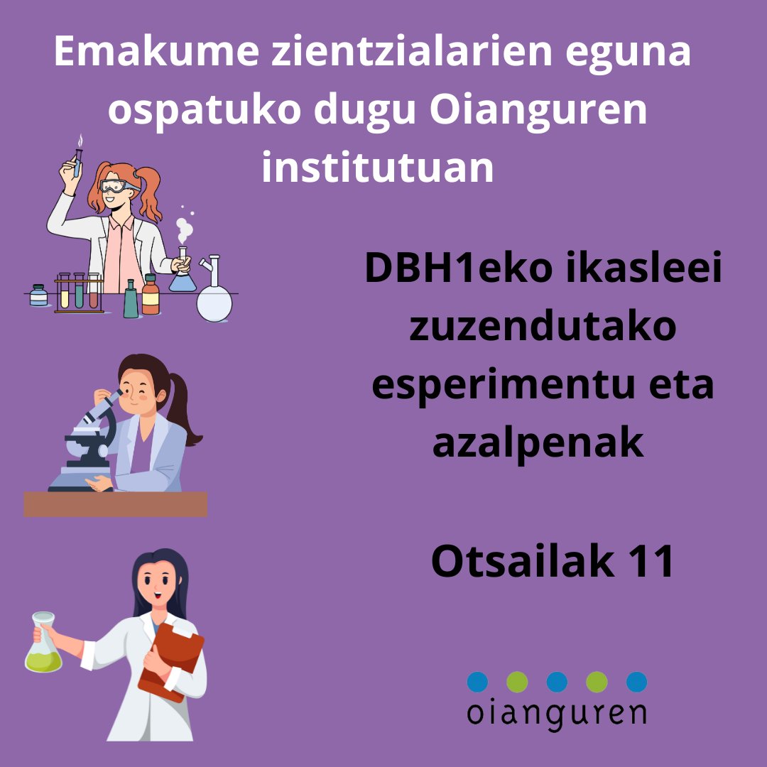 OTSAILAK 11-EMAKUME ZIENTZIALARIEN NAZIOARTEKO EGUNA.