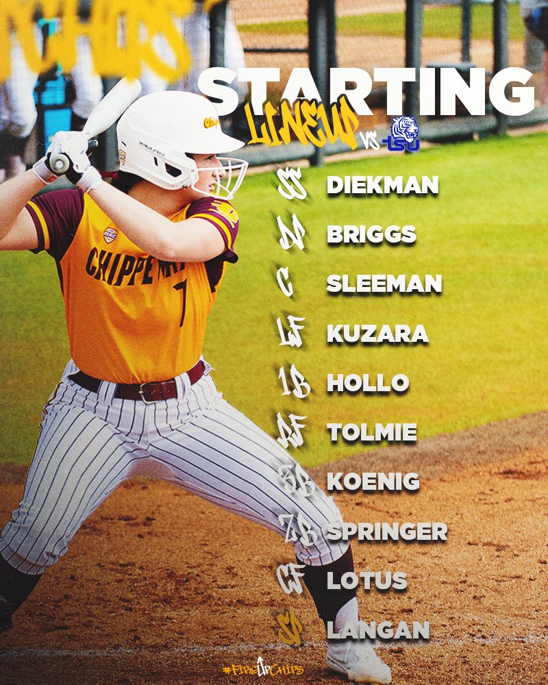 CMUSoftball's tweet photo. Ready to rock for game 2️⃣ of the day!

📊 https://t.co/KeSFNsEScL

#FireUpChips🔥⬆️🥎 https://t.co/Pja2hRb99J