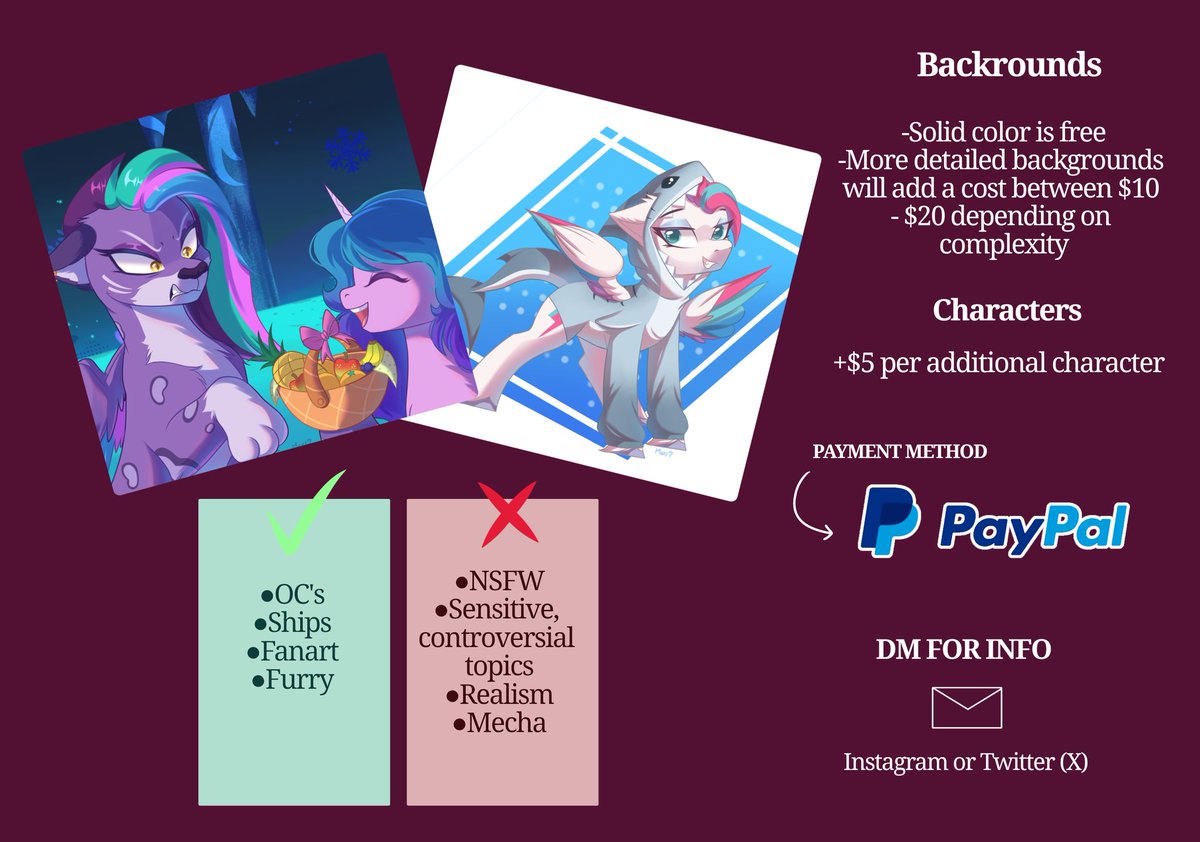maxi_ponie's tweet image. ✨️OPEN COMMISSIONS ✨️
-Payments by invoice (paypal)
-I will accept any orders that I can
- DM if you are interested