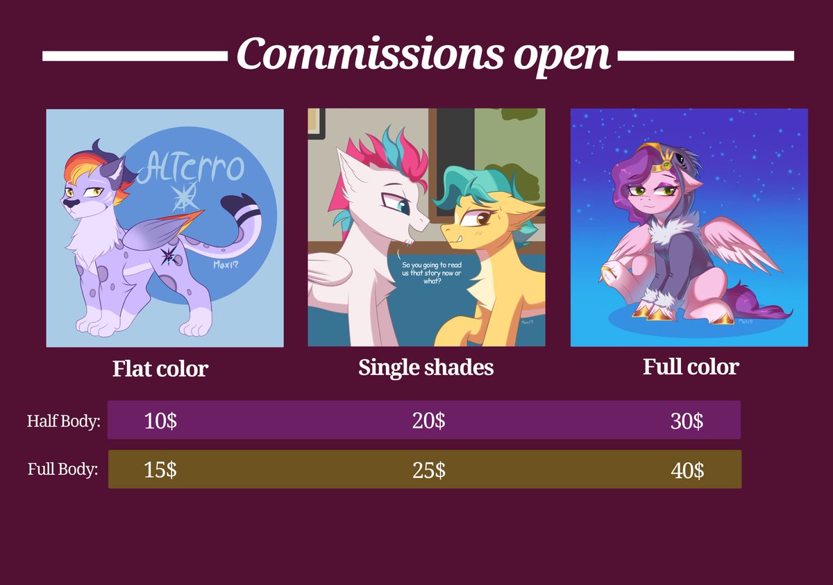 maxi_ponie's tweet image. ✨️OPEN COMMISSIONS ✨️
-Payments by invoice (paypal)
-I will accept any orders that I can
- DM if you are interested