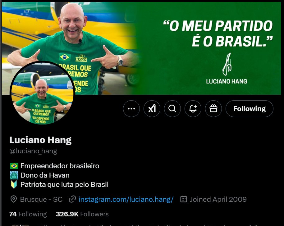 Moraes desbloqueando geral. Até esta conta do Luciano Hang, censurada em 2020, está liberada. Passados quase 5 anos do bloqueio, não se conhece qualquer denúncia contra o empresário no âmbito dos famigerados inquéritos das fake news ou dos atos antidemocráticos. É assim que