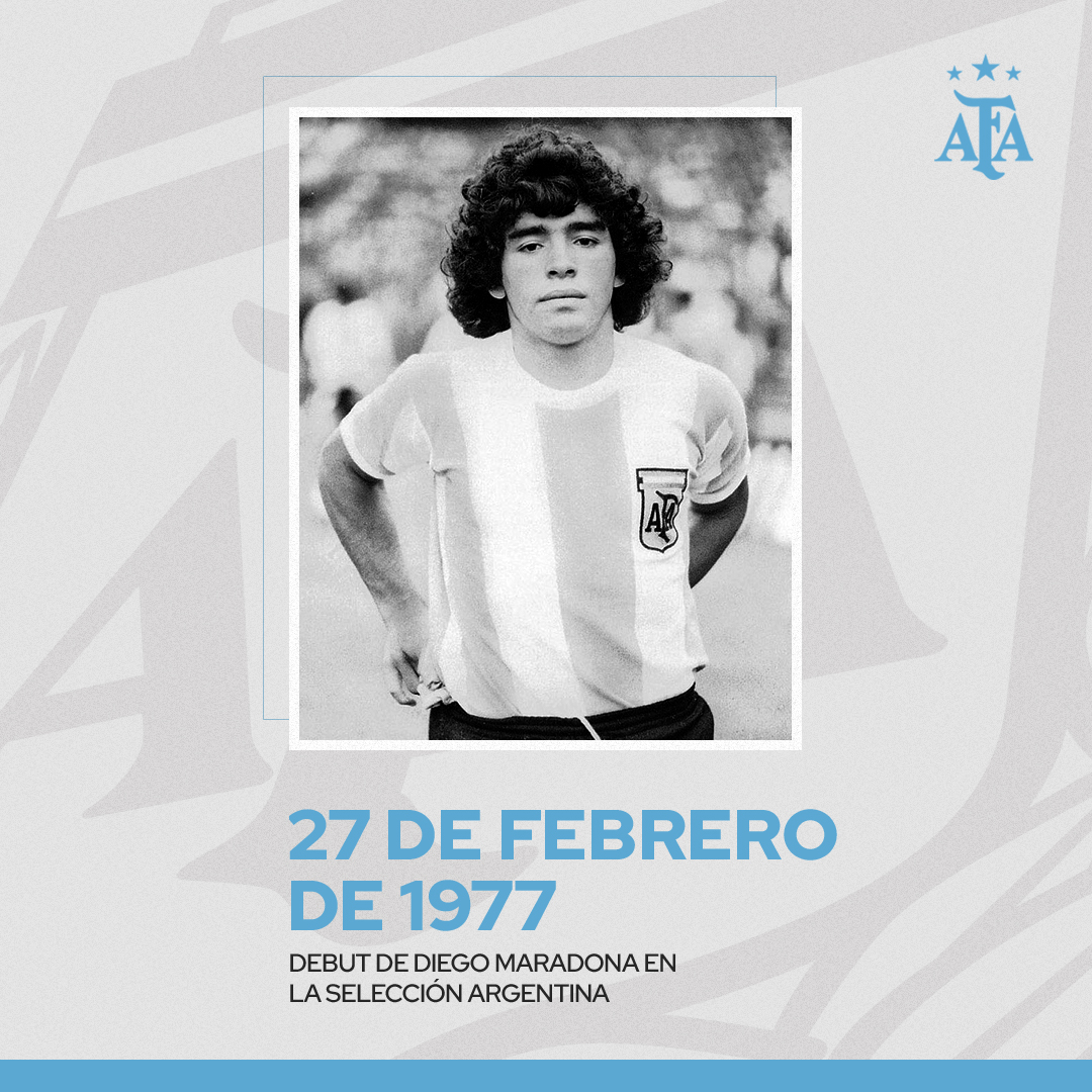 #Efemérides 🧐 Un día como hoy, pero de 1977, Diego Maradona debutó en la Selección <a href="/Argentina/">🇦🇷 Selección Argentina ⭐⭐⭐</a> 🇦🇷