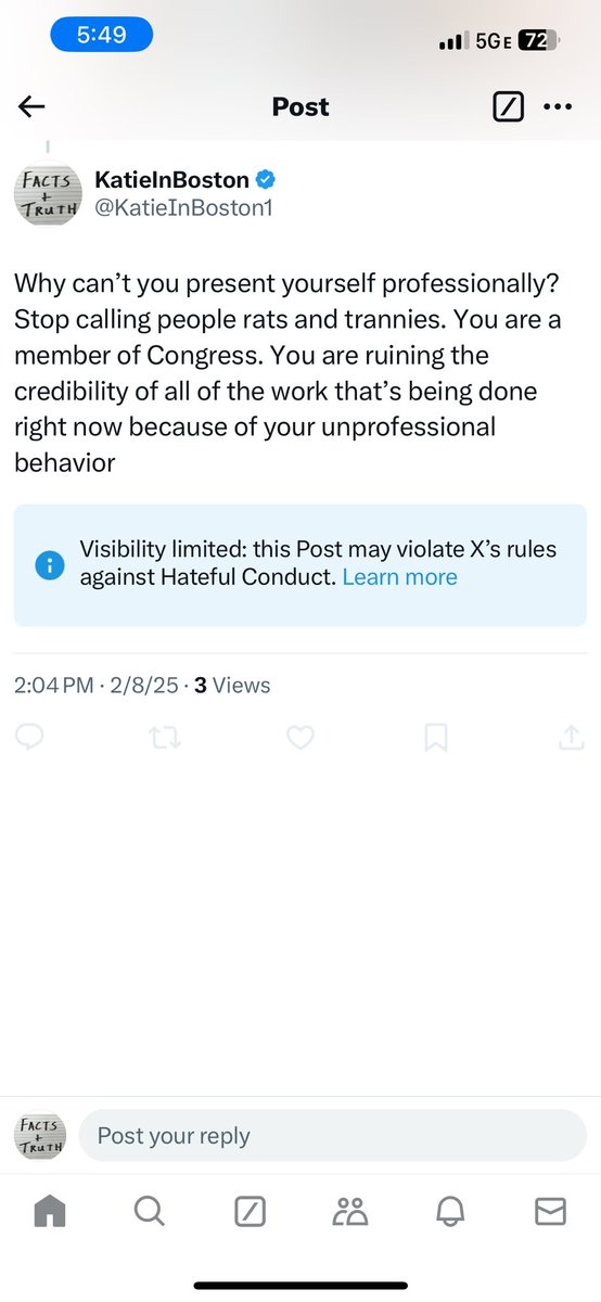 KatieInBoston1's tweet image. Can’t believe THIS post was flagged for hateful conduct. So much for @X smart algorithm