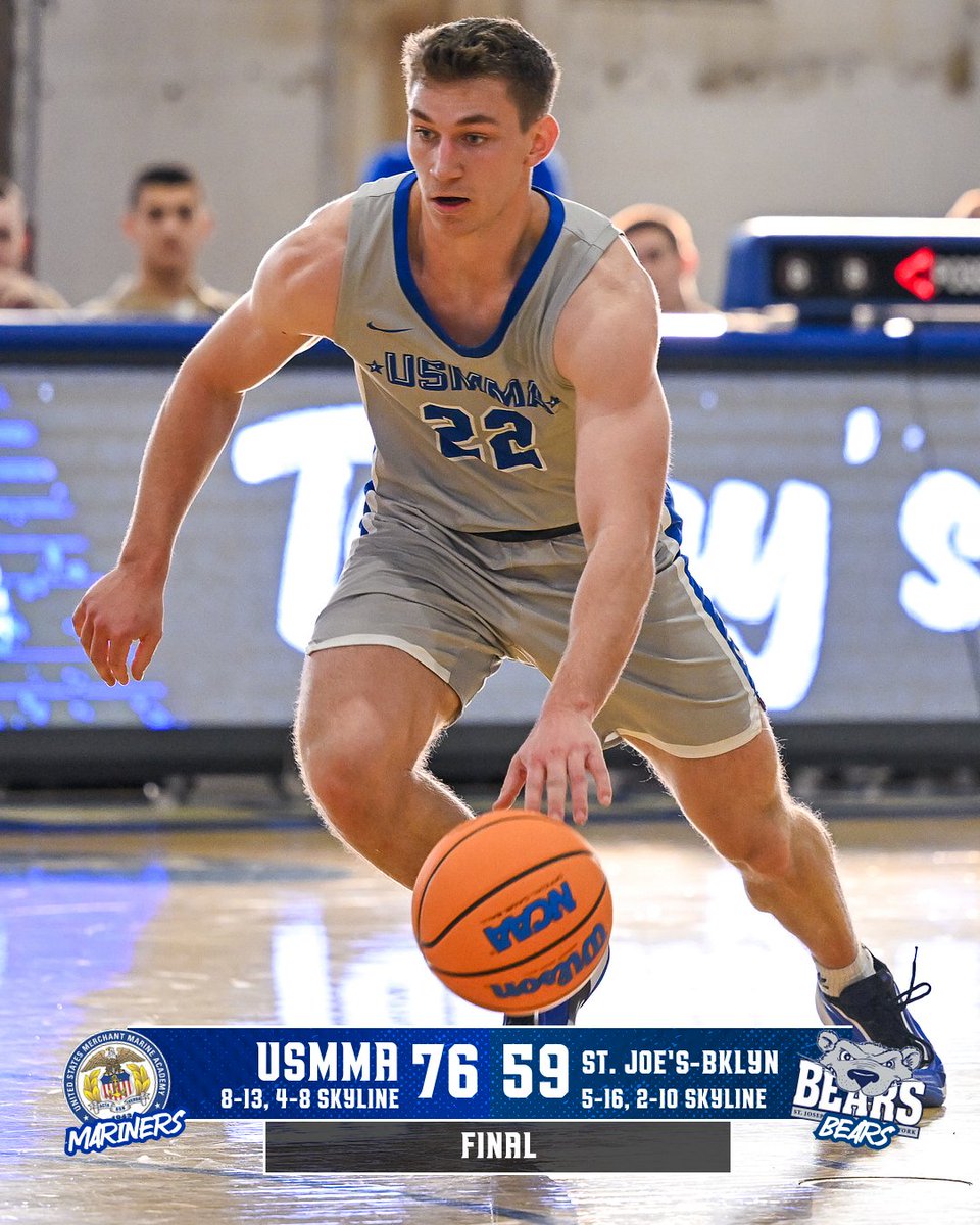 USMMA_Athletics's tweet photo. 𝐆𝐎𝐓 𝐈𝐓 𝐃𝐎𝐍𝐄 𝐎𝐍 𝐓𝐇𝐄 𝐑𝐎𝐀𝐃 🔥

MBB Final: @usmma_mbb 76 - St. Joseph's-Brooklyn 59

Box Score ➡️ https://t.co/wVcUR9WquG

#d3hoops #OURAcademy #BeUnstoppable @SkylineConfD3 https://t.co/uE7BndfuAf