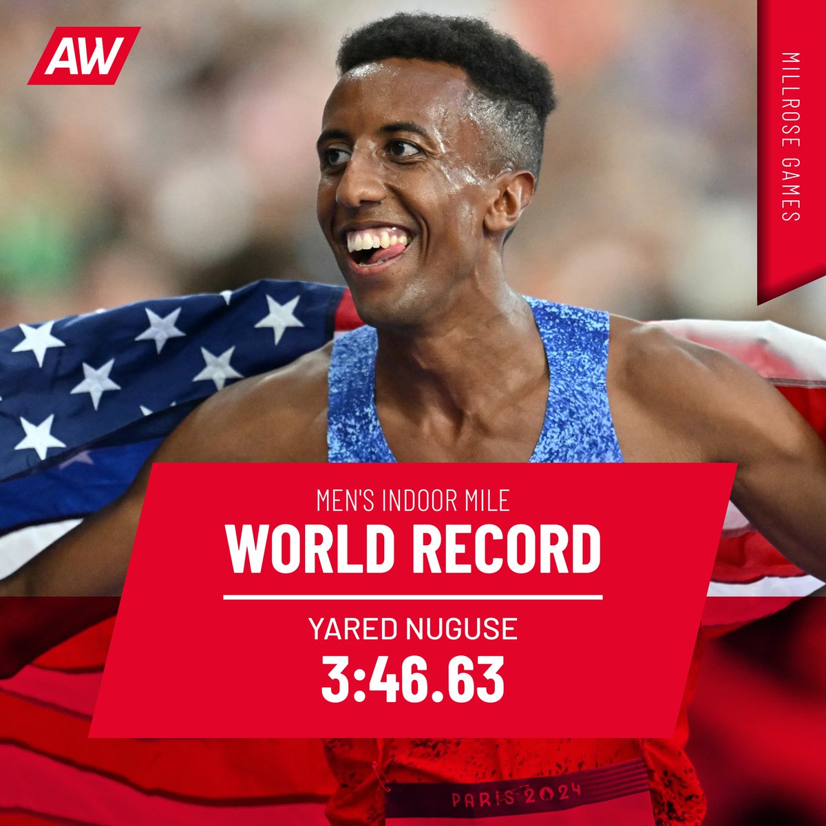 AW (@athleticsweekly) on Twitter photo WORLD RECORD
Yared Nuguse has just set a world indoor mile record of 3:46.63 to win the Wanamaker Mile at <a href="/MillroseGames/">Millrose Games</a> 🔥
Hobbs Kessler, who finished second with 3:46.90, also went under Yomif Kejelcha's previous WR of 3:47.01 🤯
Cam Myers, who is 18, clocks an incredible WORLD RECORD
Yared Nuguse has just set a world indoor mile record of 3:46.63 to win the Wanamaker Mile at <a href="/MillroseGames/">Millrose Games</a> 🔥
Hobbs Kessler, who finished second with 3:46.90, also went under Yomif Kejelcha's previous WR of 3:47.01 🤯
Cam Myers, who is 18, clocks an incredible