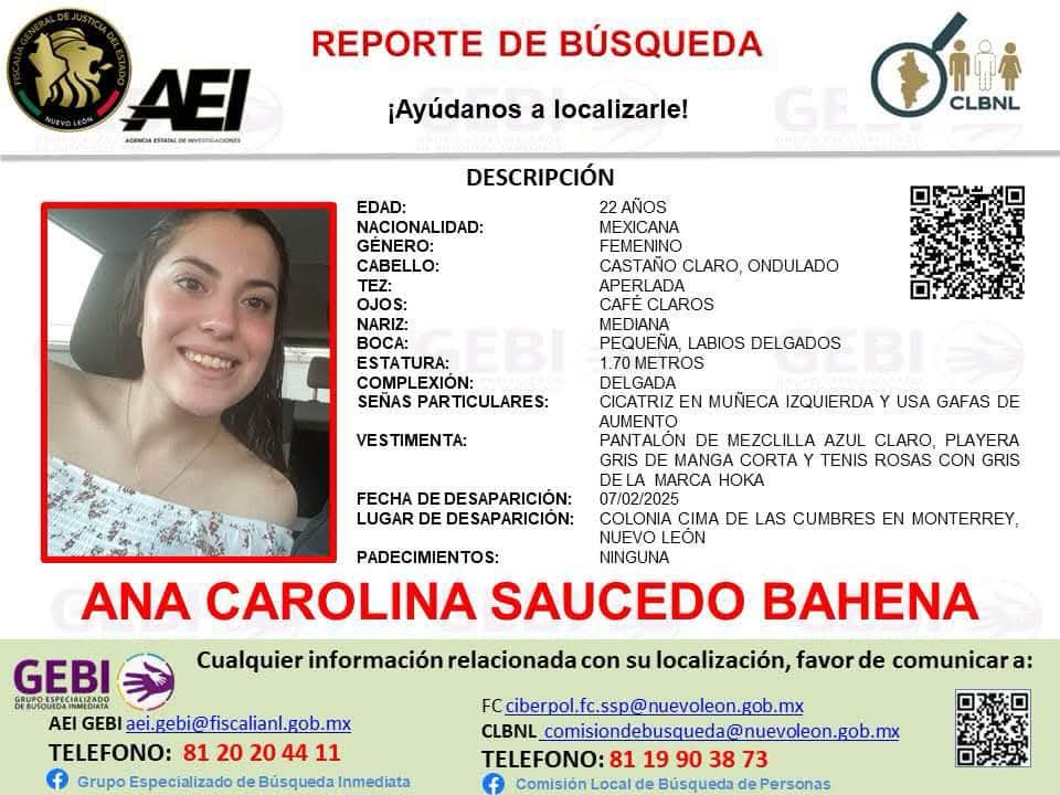 Mi sobrina está desaparecida, por favor compartan su ficha de búsqueda, estamos devastados.