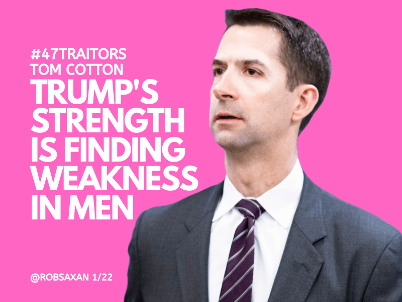 robsaxan's tweet photo. Look at #47Traitors @TomCottonAR trying to look tough while being on all 4s for a convicted felon. You're no patriot tom, you're just spineless & pathetic. #Jan6th When the time came for you to stand up for America, you got on all 4s for a two bit con man. #CriminalEnterprise https://t.co/Pttfnrqros