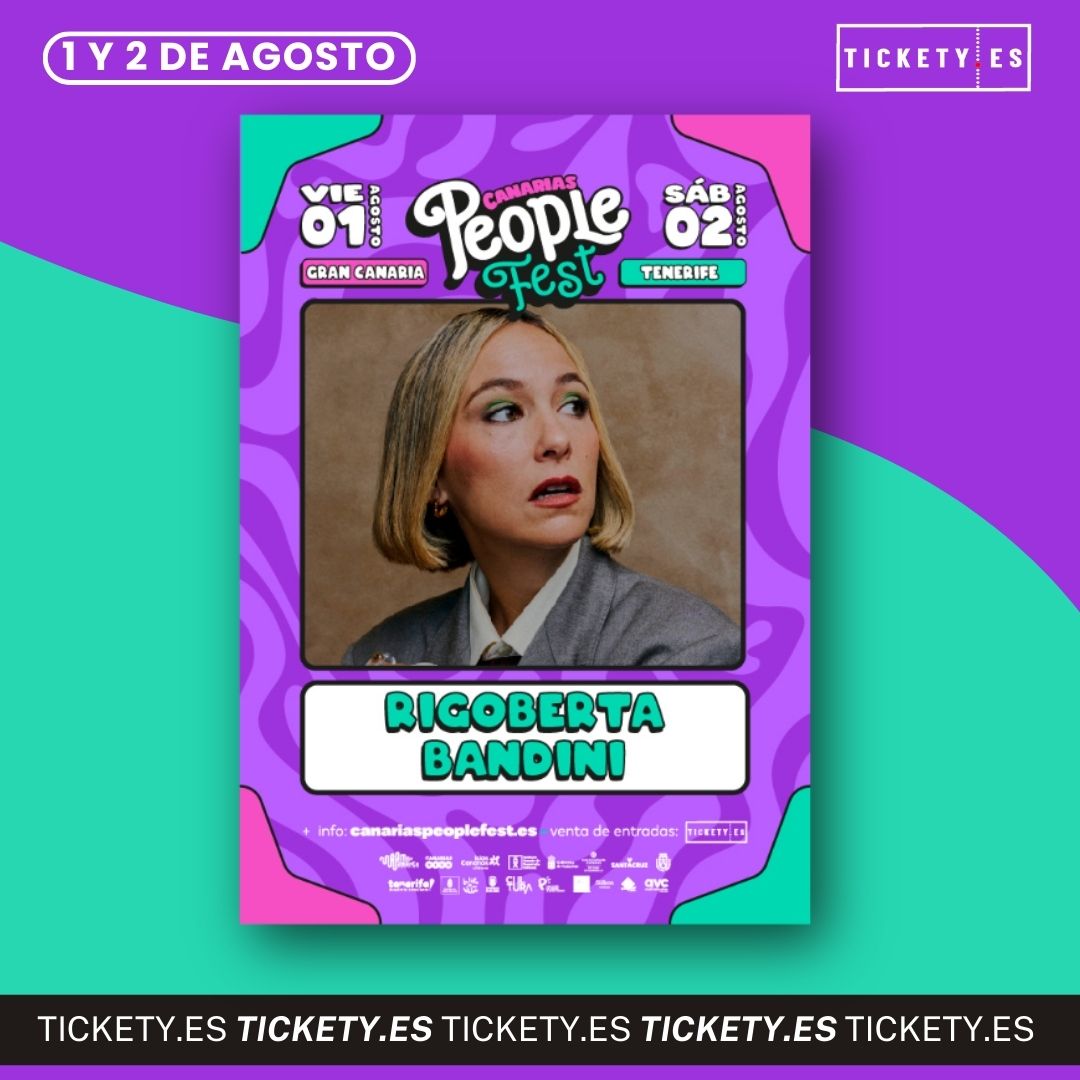 😍 ¡Increíble <a href="/rigobandini/">Rigoberta Bandini</a> en #Goya2025!

💜​¡No te pierdas su actuación en Canarias People Fest! 🎶 ¡Consigue tus entradas! ⬇️

🎟️ tickety.es/grouping-event…

📅 1 y 2 de agosto
📍 Gran Canaria y Tenerife