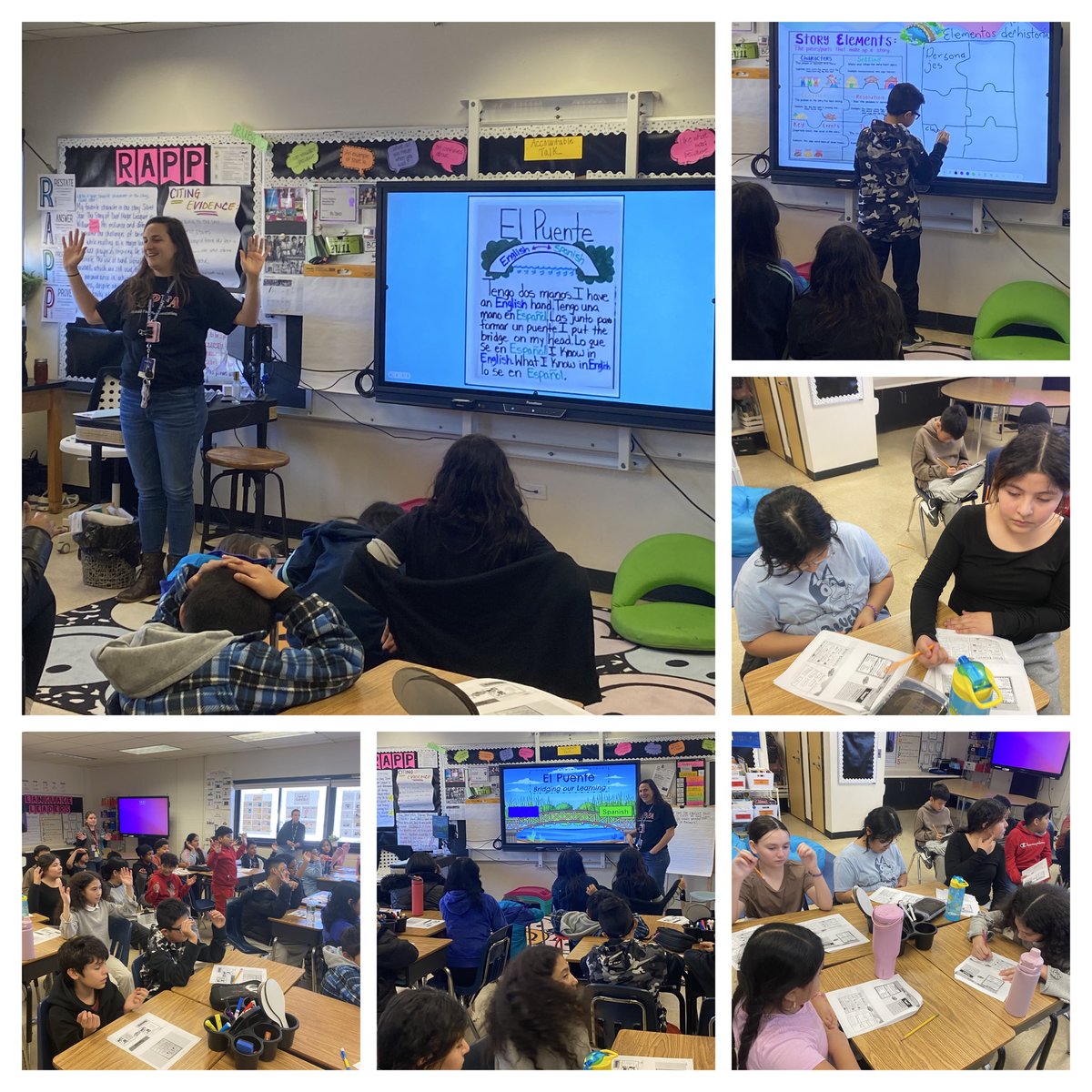 Hernandez_PCSD's tweet image. Ms. Nassisi and Ms. Doino build biliteracy with their 5th Grade Dual Language Scholars during a bridging session. Scholars were transferring language and building conceptual understanding.❤️💙🤓❤️💙