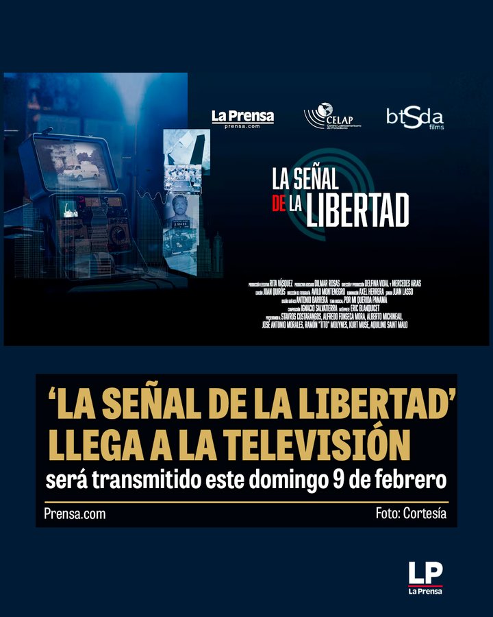 El documental 'La Señal de la Libertad', que cuenta la historia de una radio clandestina que luchó por la democracia durante la dictadura panameña, se transmitirá por primera vez en televisión, este domingo 9 de febrero de 2025, a las 7:00 p.m., por Telemetro Canal 13.