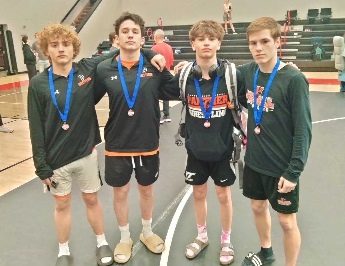 As soon as they got their medals today, all 4 were talking about their brackets next week and what they each had to do to finish top 4 at sectionals next week and qualify for State. Very proud of each of them!  Future is bright for Powell Wrestling.