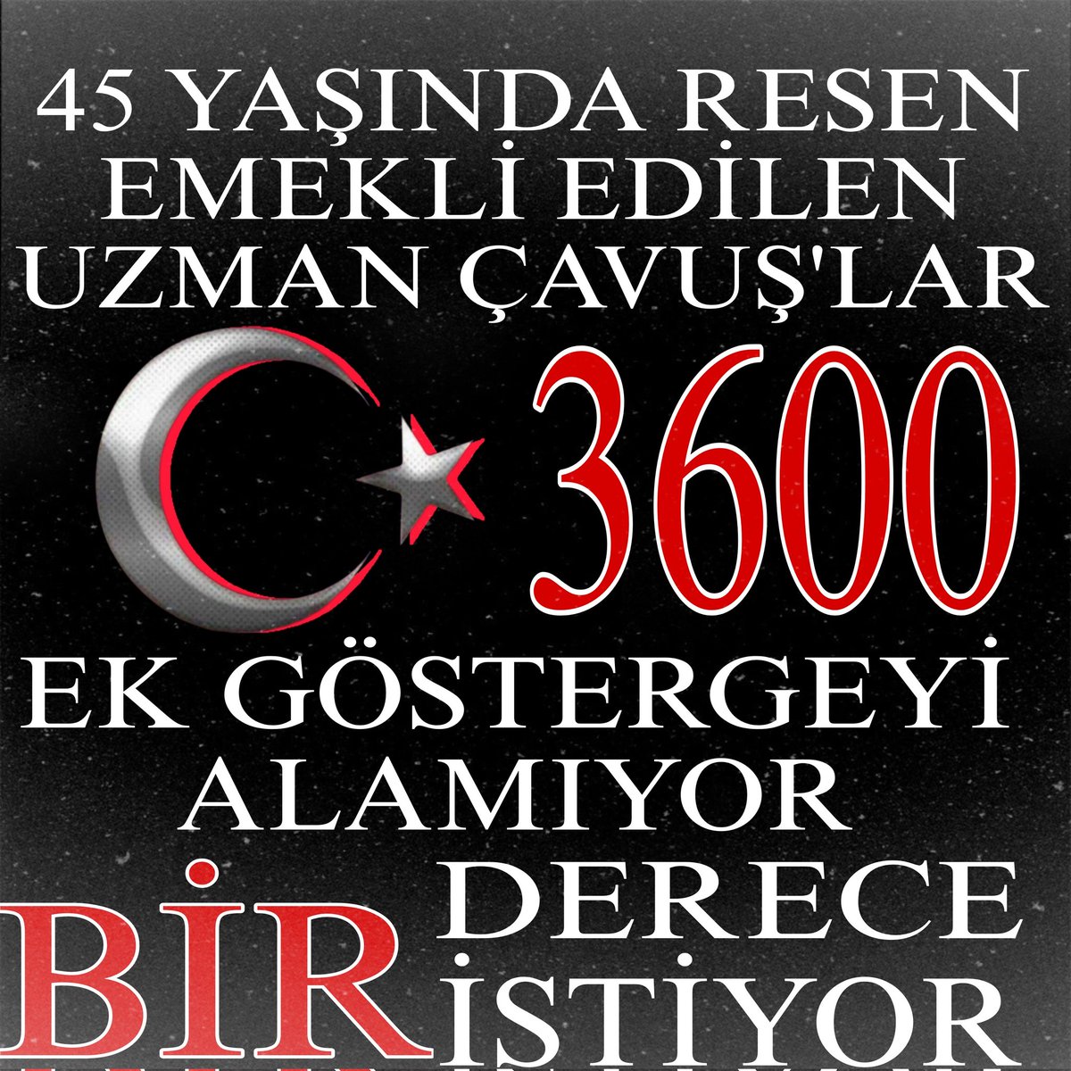 #UzmanÇavuş 'lara 3600 EK Gösterge verildi ama 45 yaşında RESEN emekli edilenler 2'nci ve 3'üncü derecelerde kaldıkları için faydalamadılar. 

45 yaşında RESEN emekli  edilen #UzmanÇavuş 'lara 
1 derece ve tazminat verilmesini istiyoruz... 

<a href="/alitilkici38/">Ali Tilkici 🇹🇷</a>
#UzmanÇavuşMustafaBazna