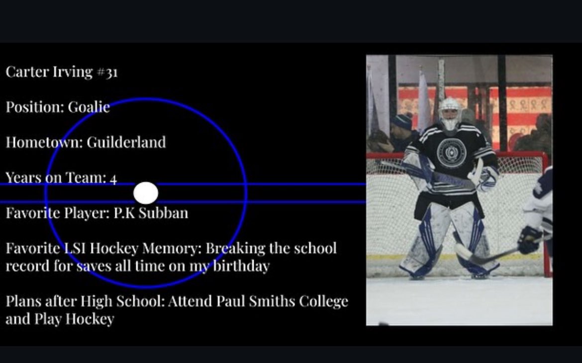 LSICadetHockey's tweet image. 🎉Celebrate Cadet 2025 Seniors🎉 As we prepared for senior night next weekend. First up: #31 Carter Irving. A tough as nails and gritty goalie that has been a brick wall for the Cadets! We are so proud of you Carter! 💙🤍 🍀🍀🍀
@lasallecbc @Sec2hockey