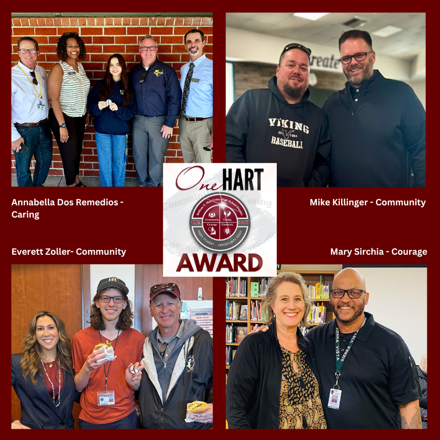 HartDistrict's tweet image. Each month, the District recognizes staff, students, and community members who demonstrate the Hart District core values. Congratulations to our January One Hart Award winners!  Read more about our One Hart Award winners at hartdistrict.org/apps/pages/one…