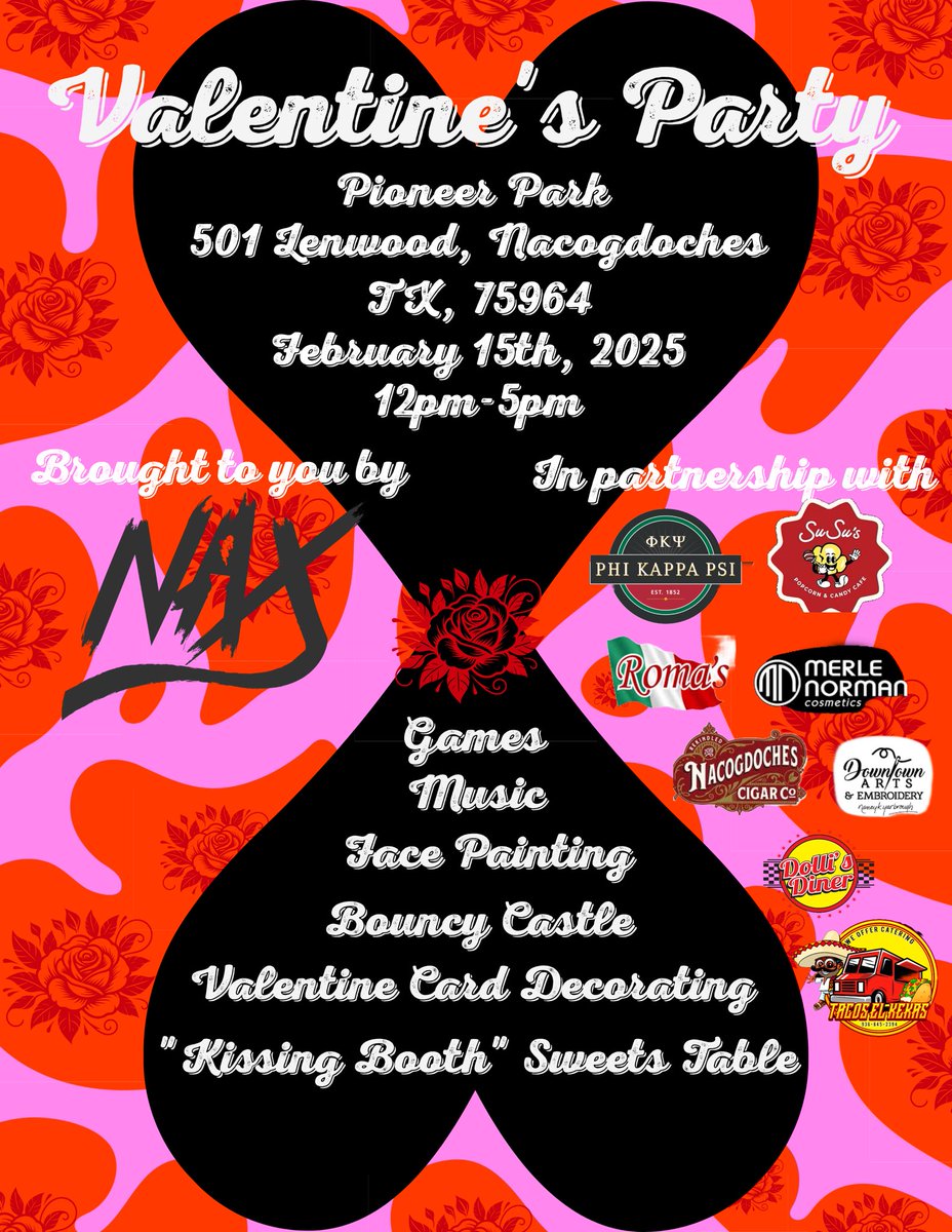 Will you be our Valentine💌?We wanted to make sure y'all know how much Nax loves you so we went all out for our first ever Valentines party🤭bring your
loved ones and come celebrate with us! Our raffle winners will be announced and receive their baskets at this event as well!