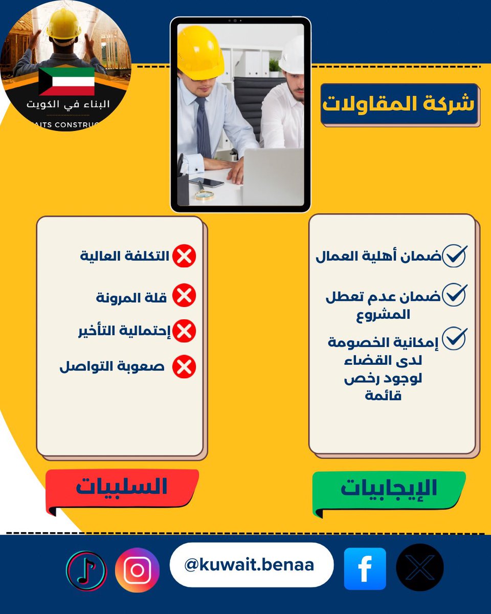 Kuwait_benaa's tweet photo. سلبيات و ايجابيات شركة المقاولات: https://t.co/ZmuVwW7Y9e