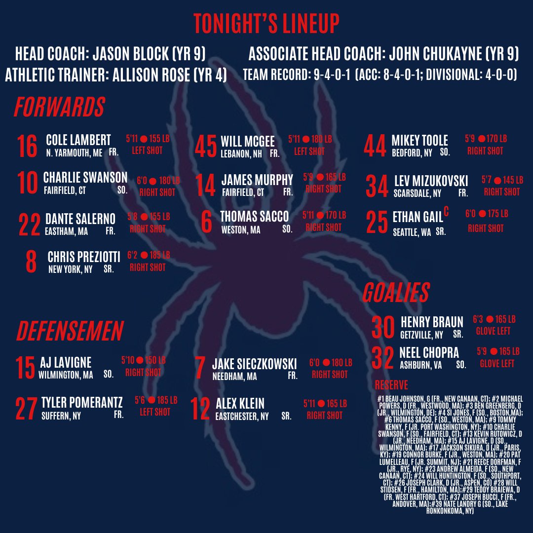 GAME DAY!!! The Spiders take on division rival ECU tonight at the RIZ in the penultimate game of the regular season
@ACCHockey 
<a href="/ACHAMensD2/">ACHA Men's D2</a>