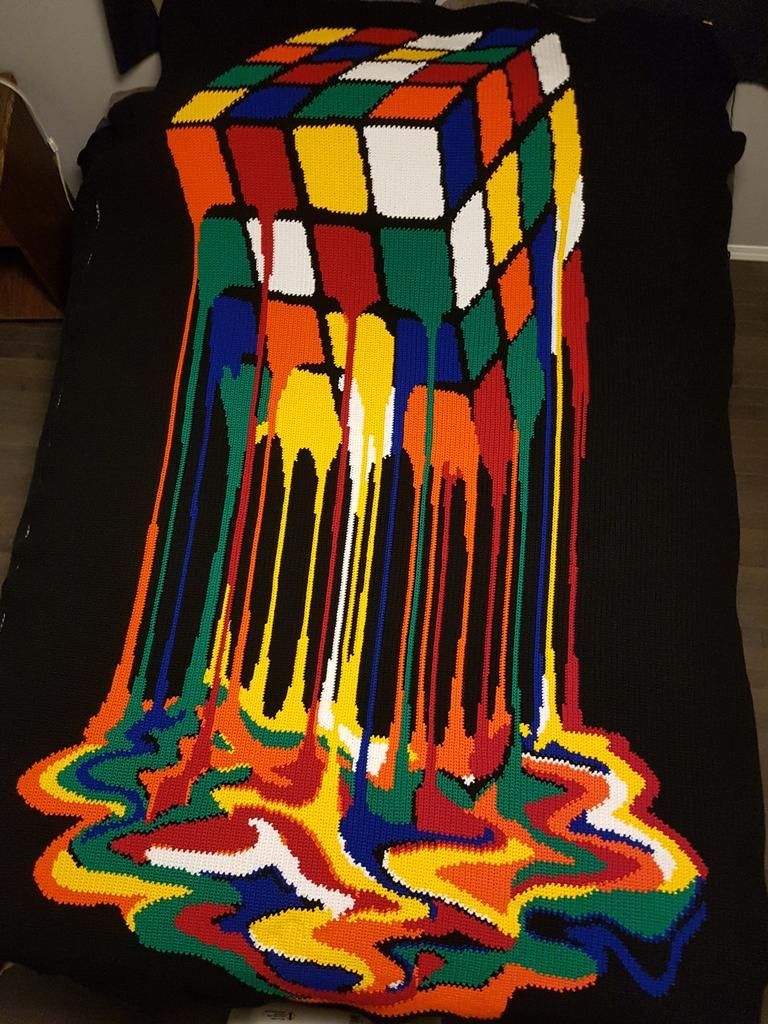 knithacker's tweet image. Crochet A Melting Rubik's Cube Blanket, It's Retro Eye Candy At Its Best! 👉 buff.ly/2YVNlD6 #crochet #rubikscube #retro #handmade