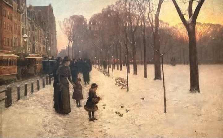 At Dusk (Boston Common at Twilight) by Frederick Childe Hassam, 1885-86.