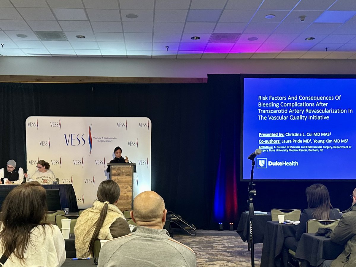 Amazing presentation by <a href="/christinalcui/">Christina Cui</a> on bleeding complications after TCAR procedure utilizing the #VQI national dataset. <a href="/YoungKimMD/">Young Kim</a> <a href="/laurabpride/">Laura Pride</a> <a href="/VESurgery/">VESurgery</a> #VESS25